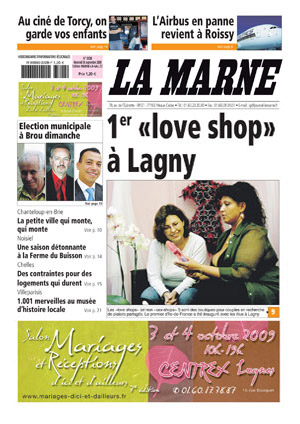 Couverture du journal 'La Marne' sur le Love-shop / Sex-shop 'Tentations coquines' à Lagny-sur-Marne 77400